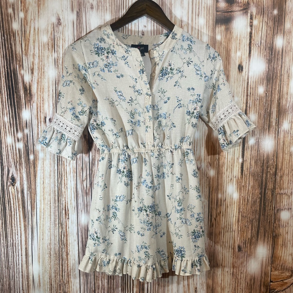 I.N Girl Floral Short Romper Size 10 100% Polyester EUC